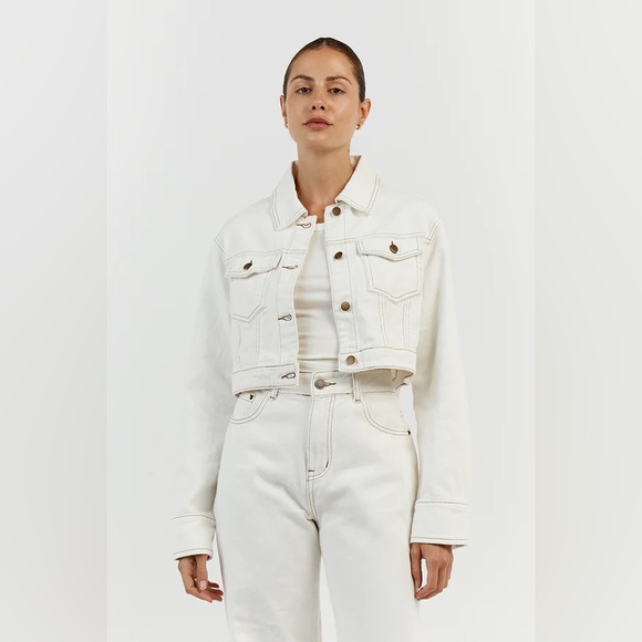 DISSH DEVIN OFF WHITE CROPPED JACKET - Picture 1 of 7